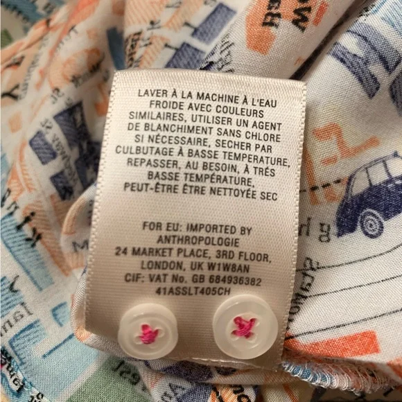 Maeve Anthropologie London Map Button-down Shirt with pockets, size 8/M - Picture 7 of 8